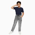 Boys' Muted Grey Relaxed Fit Cargo Jeans, Light Grey, small image number null