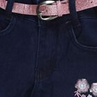 Girls' Dark Midnight Navy Slim Fit Embroidered Jeans, गहरा नीला, small image number null