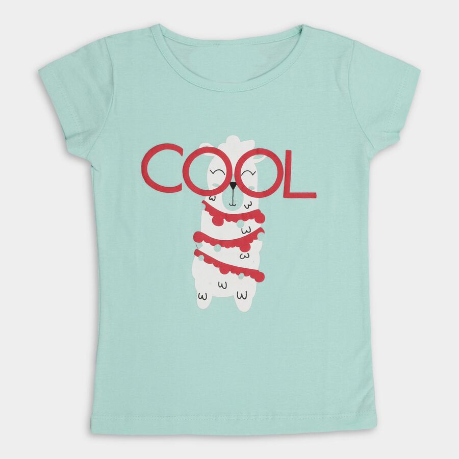 Girls' 100% Cotton T-Shirt , हल्का हरा, large image number null