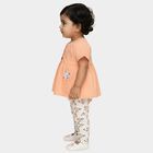 Infants' Peach Cotton Round Neck Applique Top and Capri Set, Peach, small