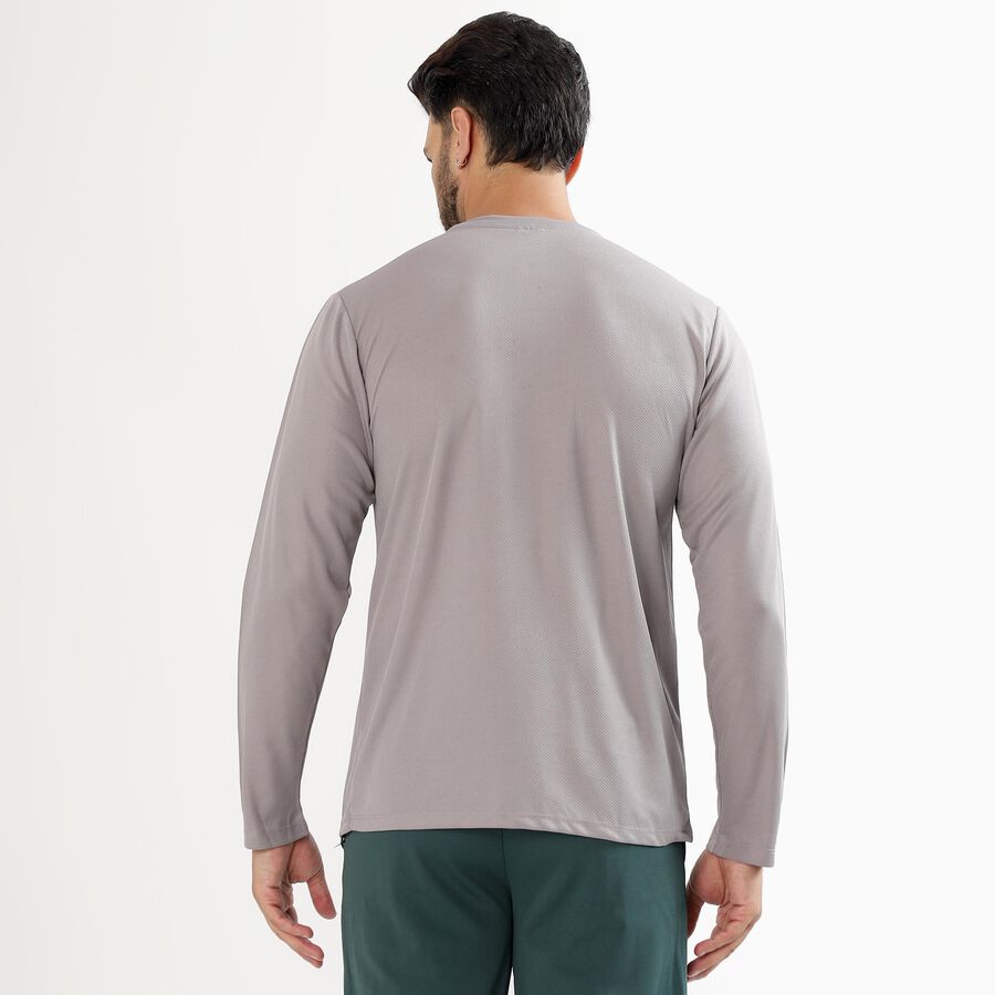 Men's Muted Grey Crew Neck Athleisure T-Shirt, गहरा ग्रे, large image number null