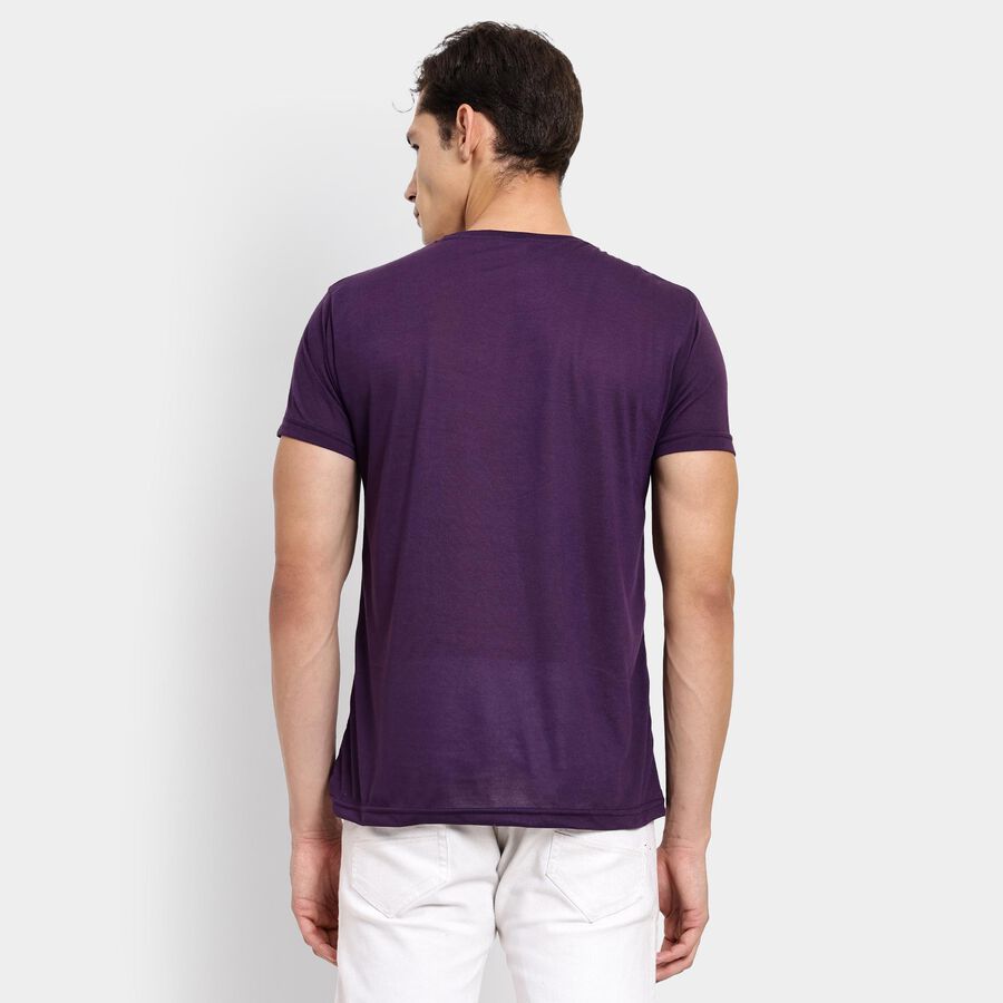Men's Round Neck Half Sleeves T-Shirt, बैंगनी, large image number null