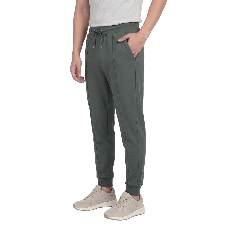 Men's Green Regular Fit Cuffed Track Pants, हल्का हरा, large