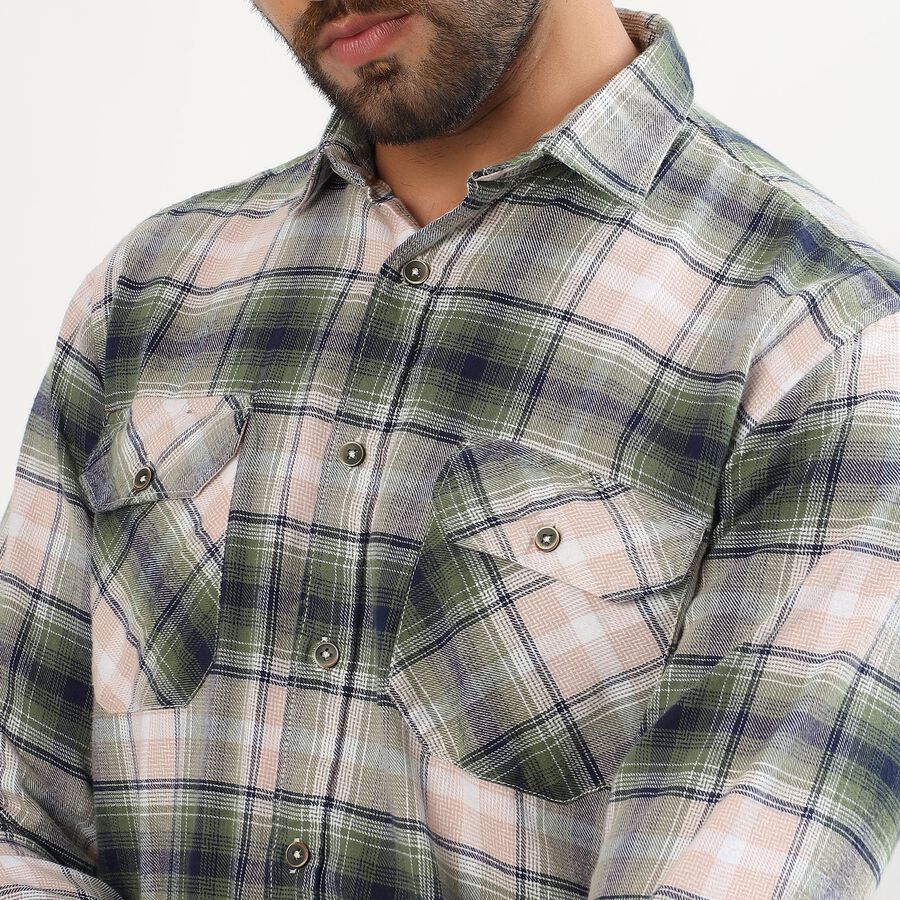 Men's Muted Sage Green Classic Casual Shirt, गहरा हरा, large image number null