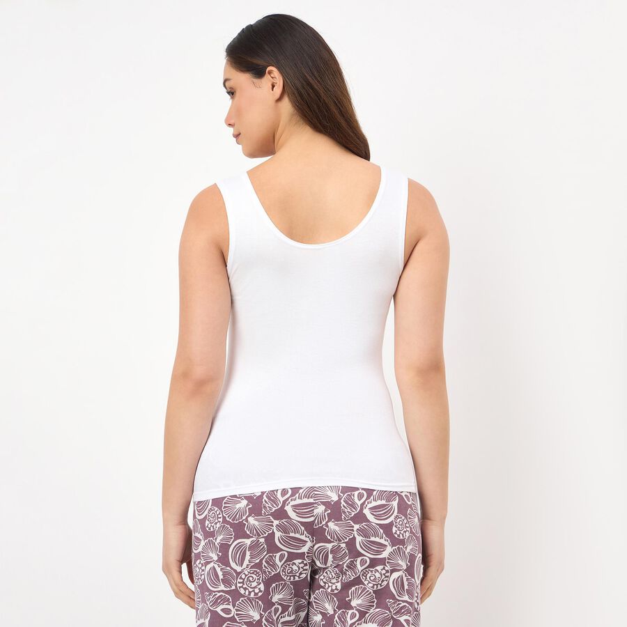 Women's White V-Neck Minimalist Slip, सफ़ेद, large