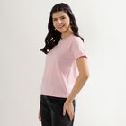 Women's Light Pink Cotton Round Neck T-Shirt, Light Pink, small