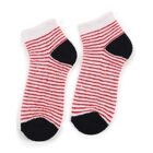 Women's Bright Red and White Ankle Length Striped Socks, Red, small image number null