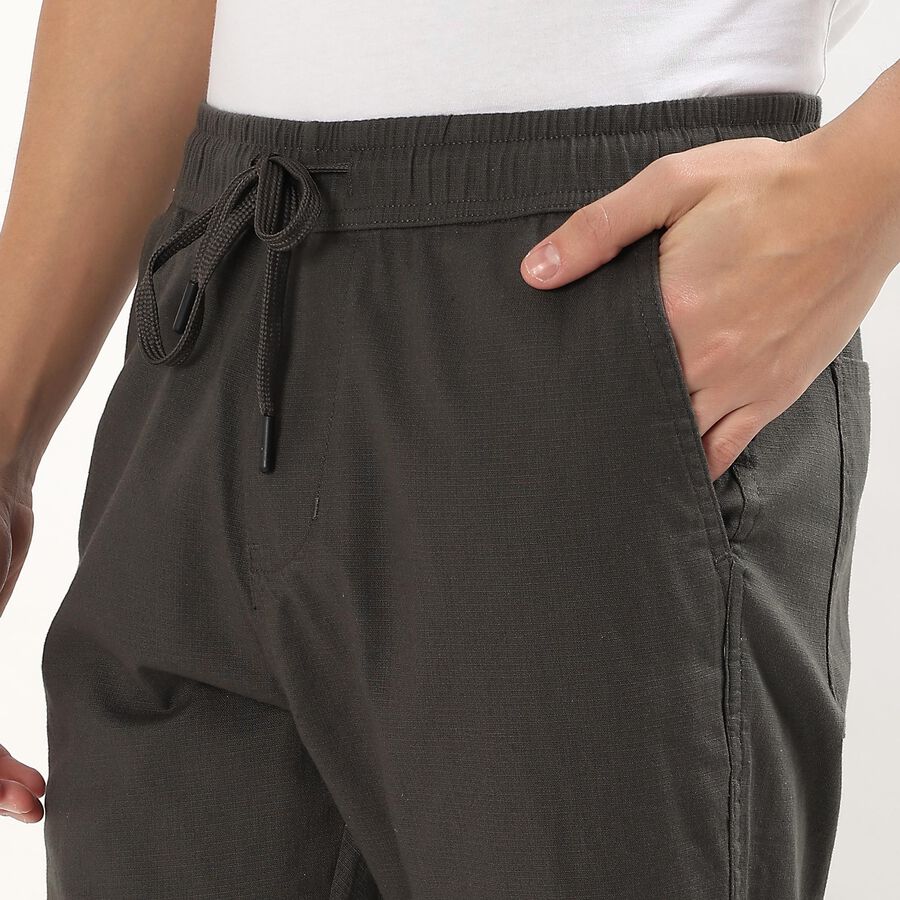 Men's Slim Fit Casual Trousers, गहरा हरा, large