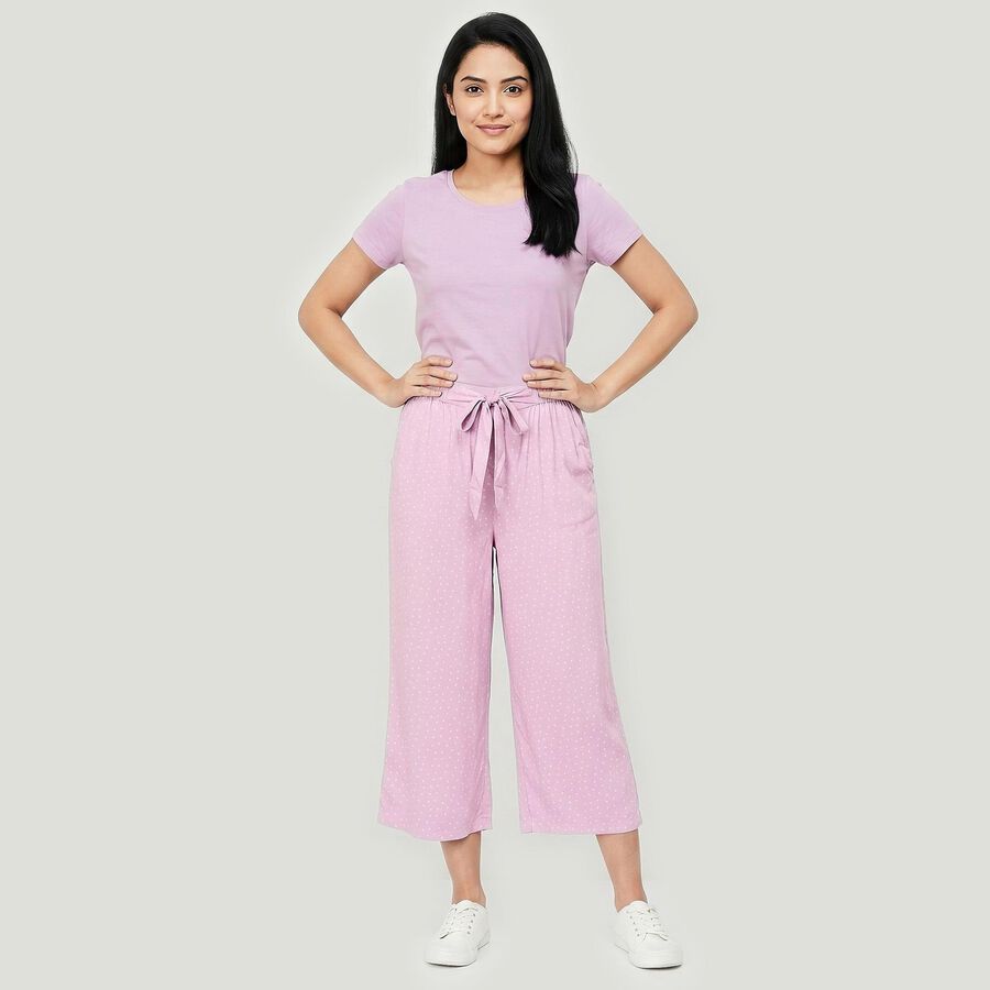 Women's Lilac Regular Fit Solid Capri, Lilac, large