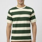 Men's Dark Green Round Neck Casual T-Shirt, Dark Green, small