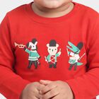 Infants Red Cotton Round Neck Regular T-Shirt, Red, small