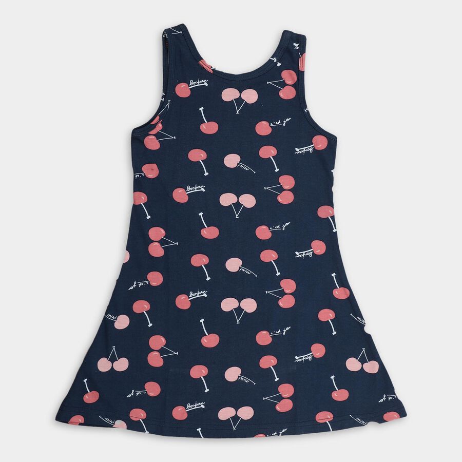 Girls' 100% Cotton Frock , Navy Blue, large image number null