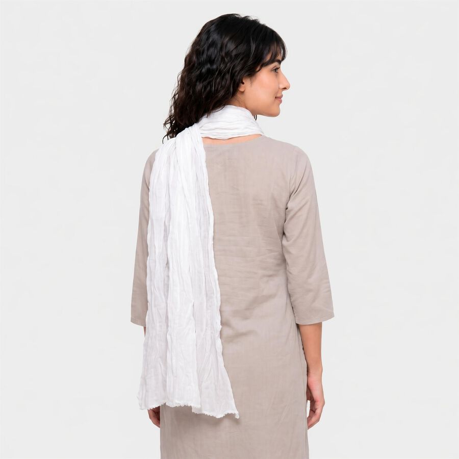 Women's White Dupatta, सफ़ेद, large