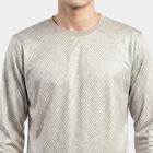 Men's Grey Crew Neck Geometric Regular T-Shirt, हल्का ग्रे, small