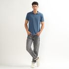 Men's Midnight Blue Polo Collar Casual T-Shirt, Mid Blue, small image number null