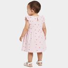 Infants' Pink and White Regular Fit Cherry Printed Striped Frock, Pink, small