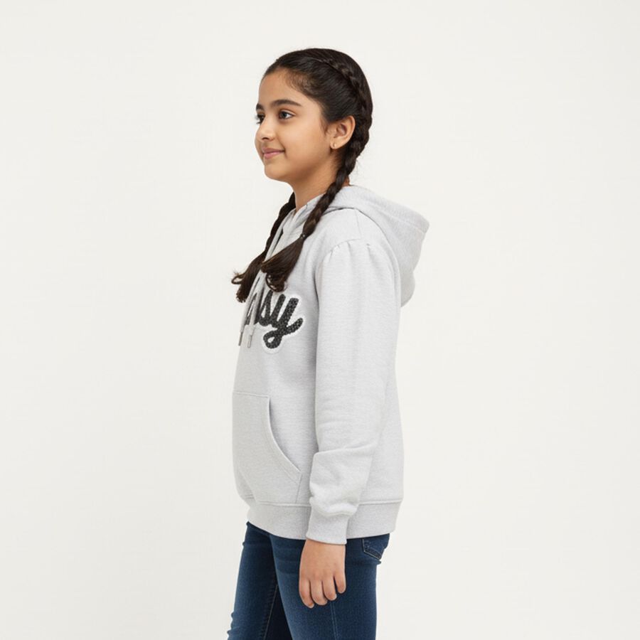 Girls' Sweatshirt, Light Grey, large image number null