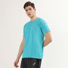 Men's Bright Turquoise Crew Neck Athleisure T-Shirt, Teal Blue, small