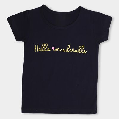 Kids' Deep Midnight Navy Blue Crew Neck Casual T-Shirt