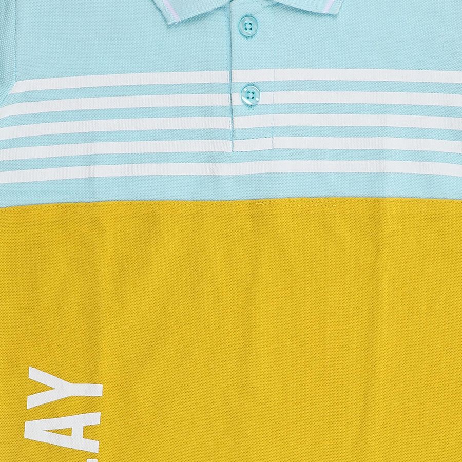 Boys Muted Mustard Green Cotton Round Neck Casual Half Sleeve T-Shirt, मस्टर्ड, large