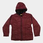 Girls' Wine Hooded Puffer Jacket, Wine, small