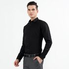 Men's Jet Black Cotton Spread Collar Casual Shirt, Black, small image number null