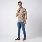 Men's Brown Cotton Polo Collar Casual T-Shirt, Brown, small