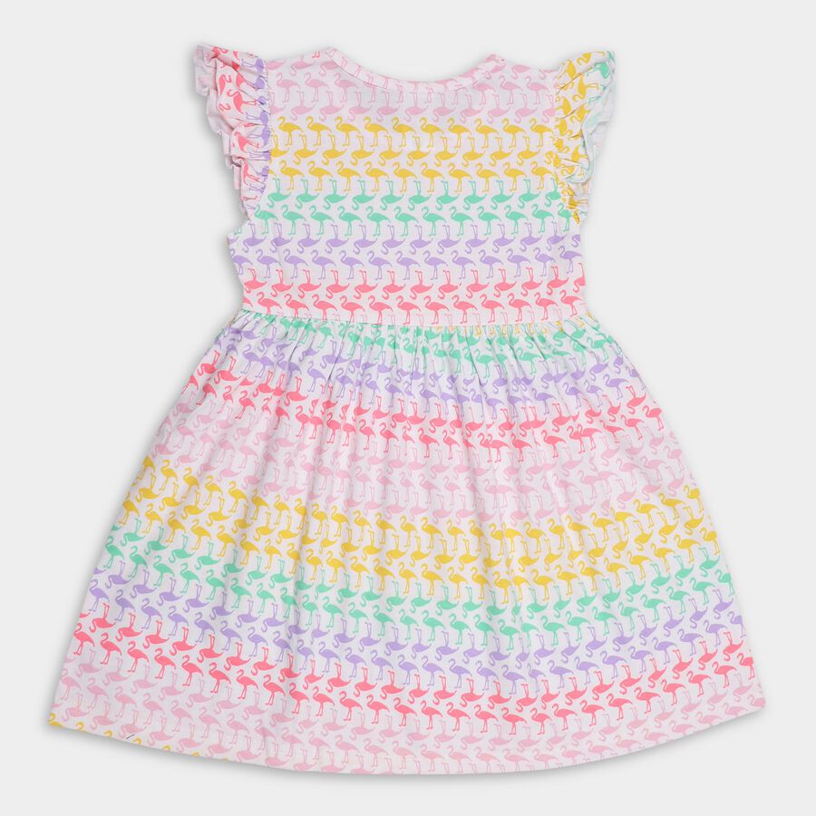 Girls' 100% Cotton Frock, Off White, large image number null