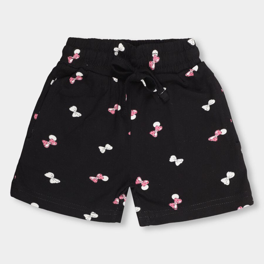 Girls' Black Printed Pull-Up Shorts, Black, large image number null
