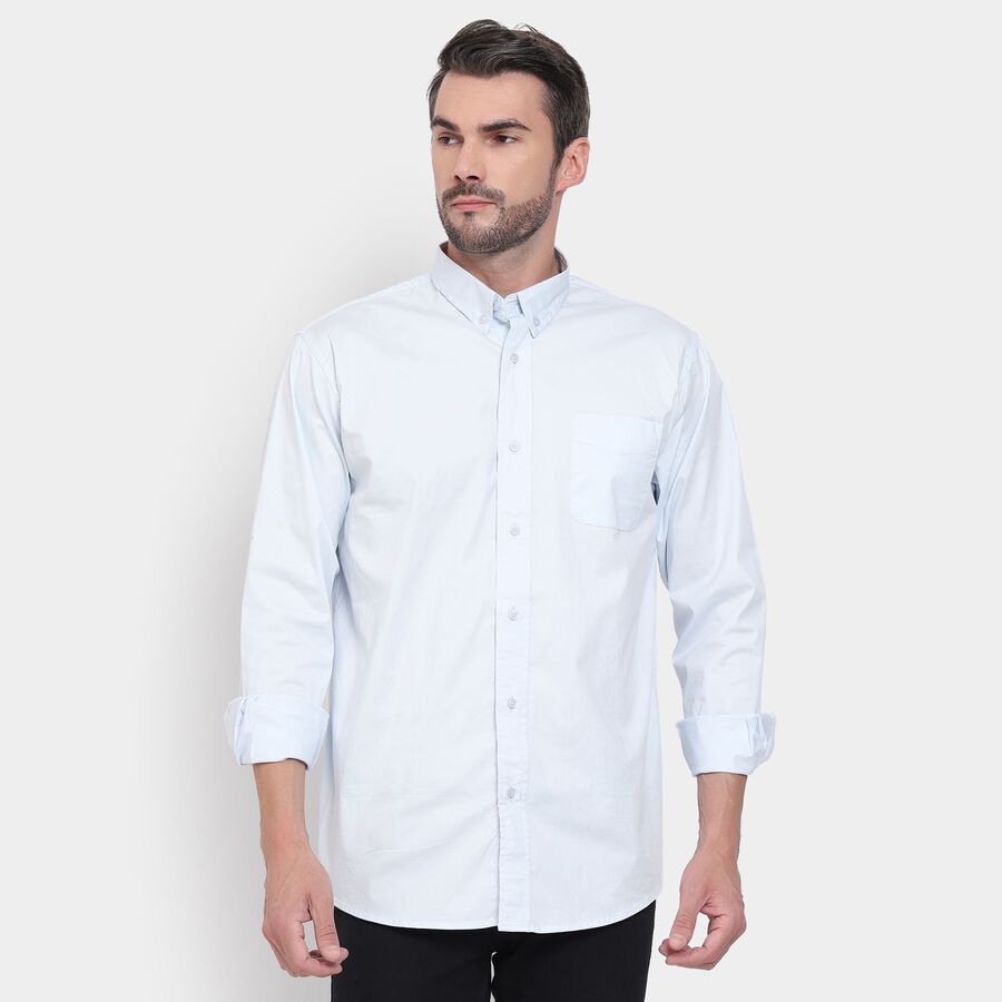 Men's 100% Cotton Casual Shirt, Light Blue, large image number null