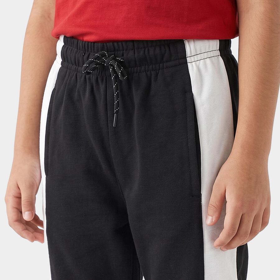 Boys' Black Colorblock Jogger Pyjama, काला, large