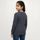 Girls' Muted Midnight Blue Round Neck Thermal, Melange Blue, small image number null