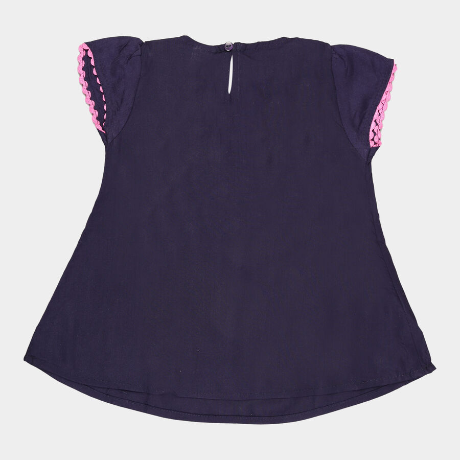 Girls Embellished Short Sleeve Top, Navy Blue, large image number null