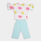 Girls' 100% Cotton Capri Set, सफ़ेद, small