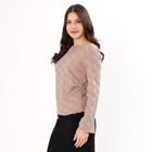 Women's Muted Beige Boat Neck Romantic Top, Beige, small