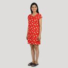 Women's Red Round Neck T-Shirt Style Nighty, Red, small