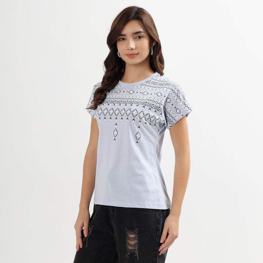 Ladies' Round Neck T-Shirt, Light Blue, large image number null