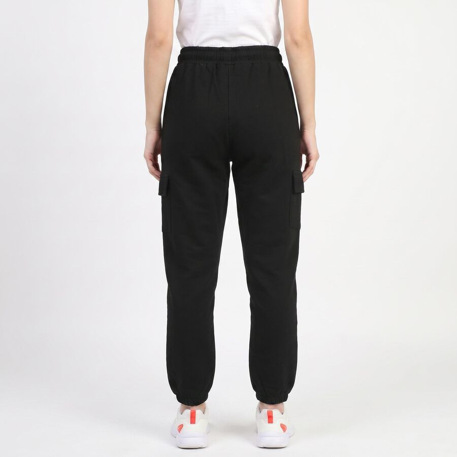 Women's Black Cargo Fit Utility Track Pants, Black, large