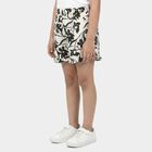 Girls' Black Regular Fit Floral Print Shorts, काला, small