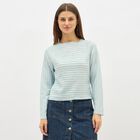 Women's Light Powder Blue Round Neck Casual Top, Light Blue, small image number null