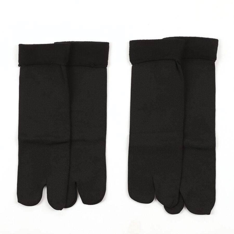 Women's Jet Black Regular Fit Finger Socks Pack of 2, Black, large