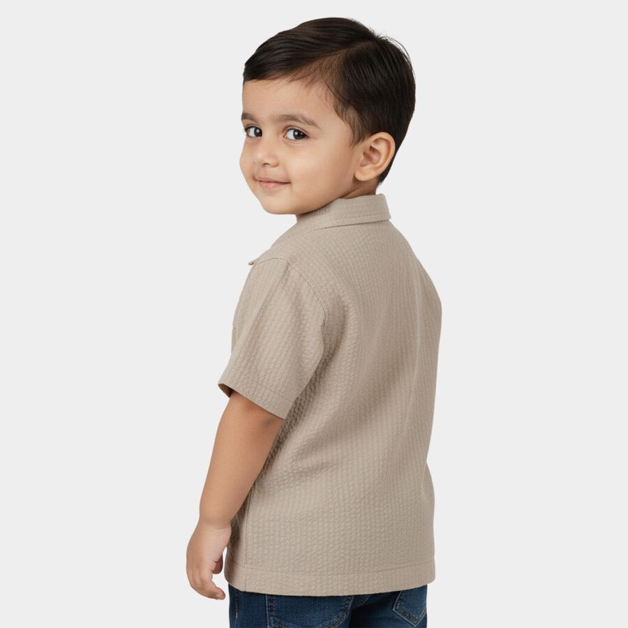 Infants Beige Cotton Half Sleeve Classic Casual Shirt, Beige, large