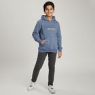 Boys Muted Steel Blue Hooded Neck Casual Sweatshirt, Mid Blue, small image number null