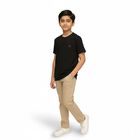 Boys Jet Black Round Neck Casual Half Sleeve T-Shirt, काला, small image number null