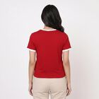 Women's Red Cotton Blend Round Neck Regular T-Shirt, Red, small