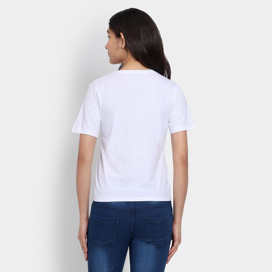 Ladies' 100% Cotton Round Neck T-Shirt, सफ़ेद, large image number null