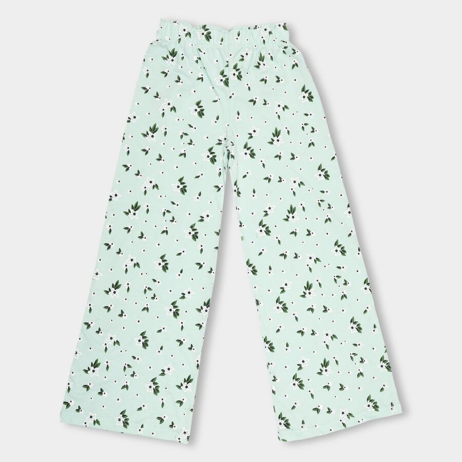 Girls' Mint Green Floral Printed Jogger Pyjama, Light Green, large image number null