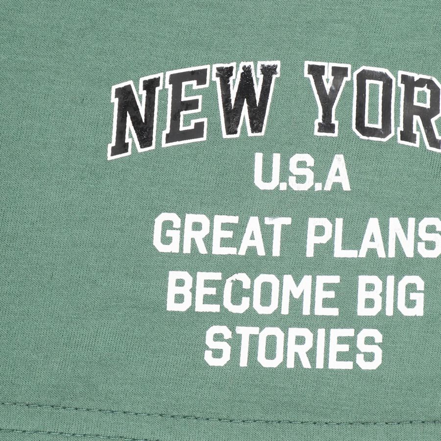 Boys' Muted Sage Green Printed Elastic Waist Bermuda Shorts, Dark Green, large image number null