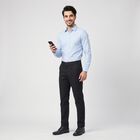 Men's Navy Blue Slim Fit Flat-Front Trousers, Navy Blue, small