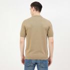 Men Beige Cotton Polo Neck Polo T-Shirt, Beige, small